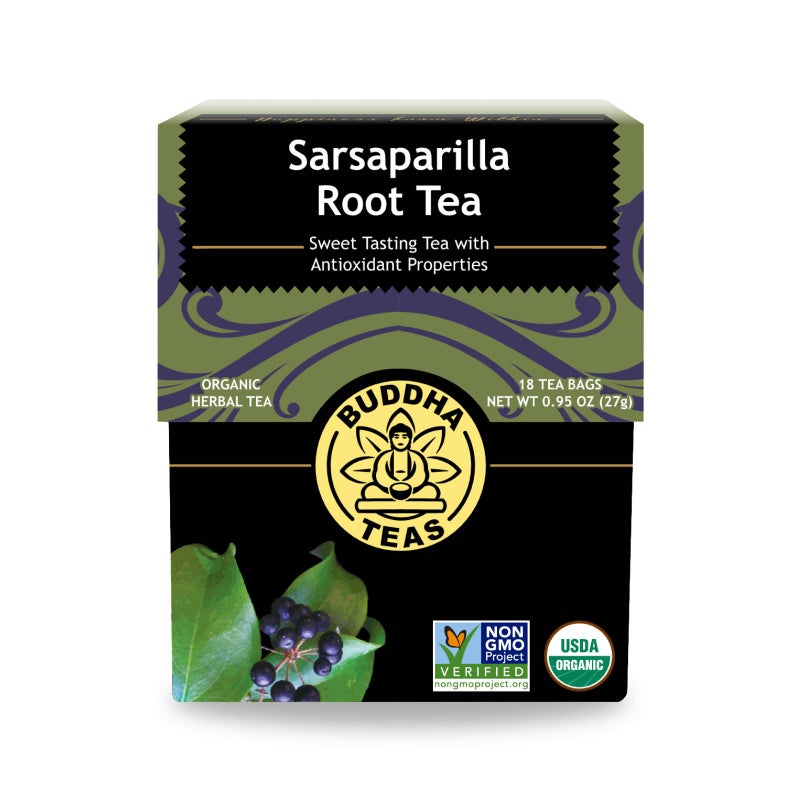 Buddha Teas - Organic Sarsaparilla Root Tea - Herbal Tea - Digestion & Skin Health - With Antioxidants & Minerals - Clean Ingredients - Caffeine Free - OU Kosher - 18 Tea Bags (Pack of 1) - Image 1